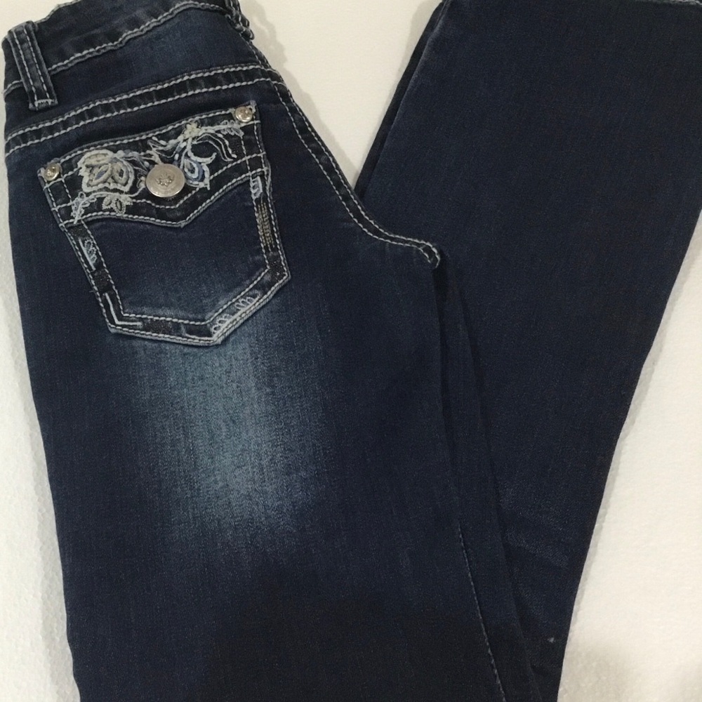 Kids Dark Blue Jeans with Embroidered Pocket